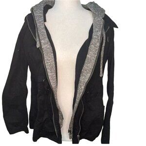 2 SABLE Black/Grey Zip Up Hooded Jacket with Sweater Insert - M